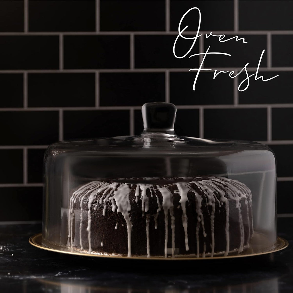 Glass Cake Dome, Cake Cover Lid for Freshness & Display 12"
