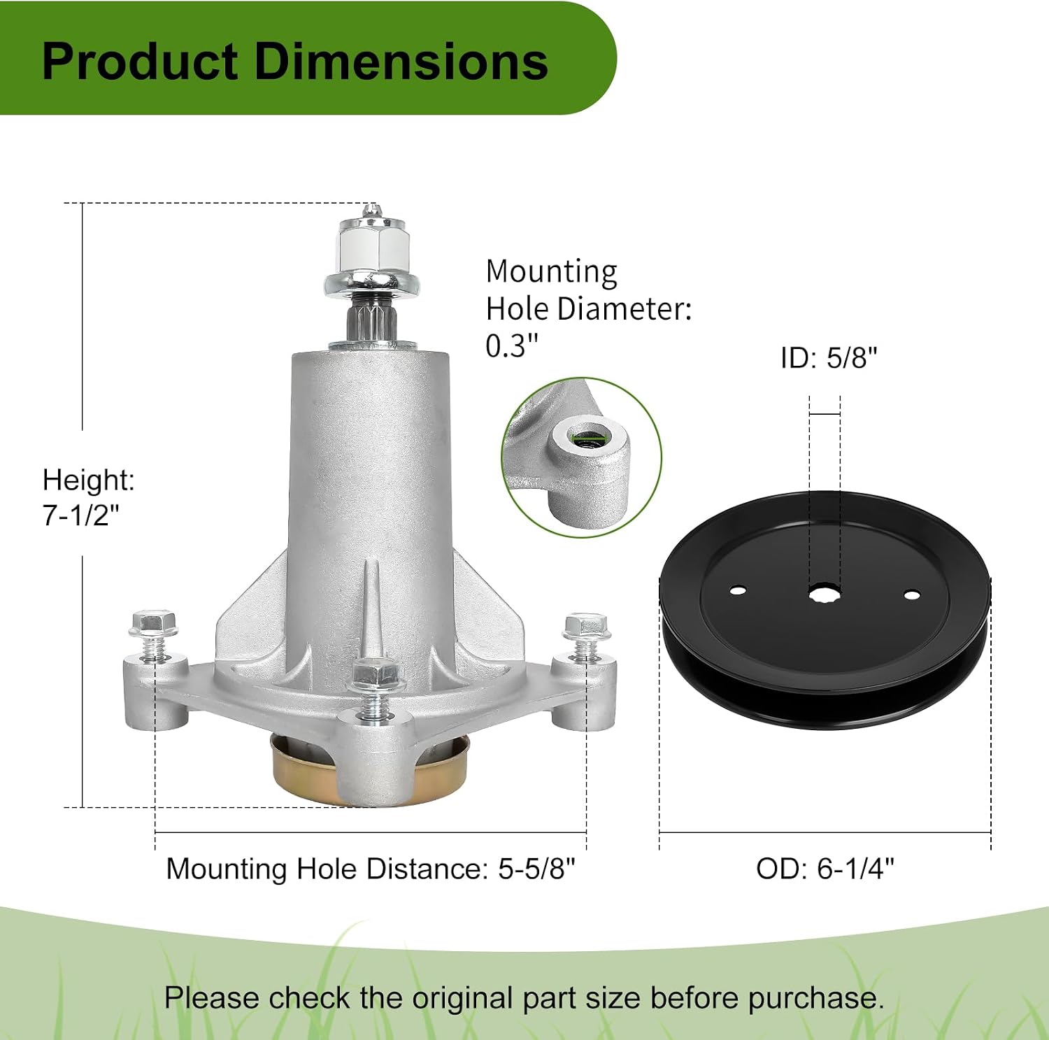 187292 Spindle Assembly with 195945 Pulley, Fit for Hu sqvarna/Craftsman 42" 46" 48" 54" Mower Deck, Mandrel Spindle