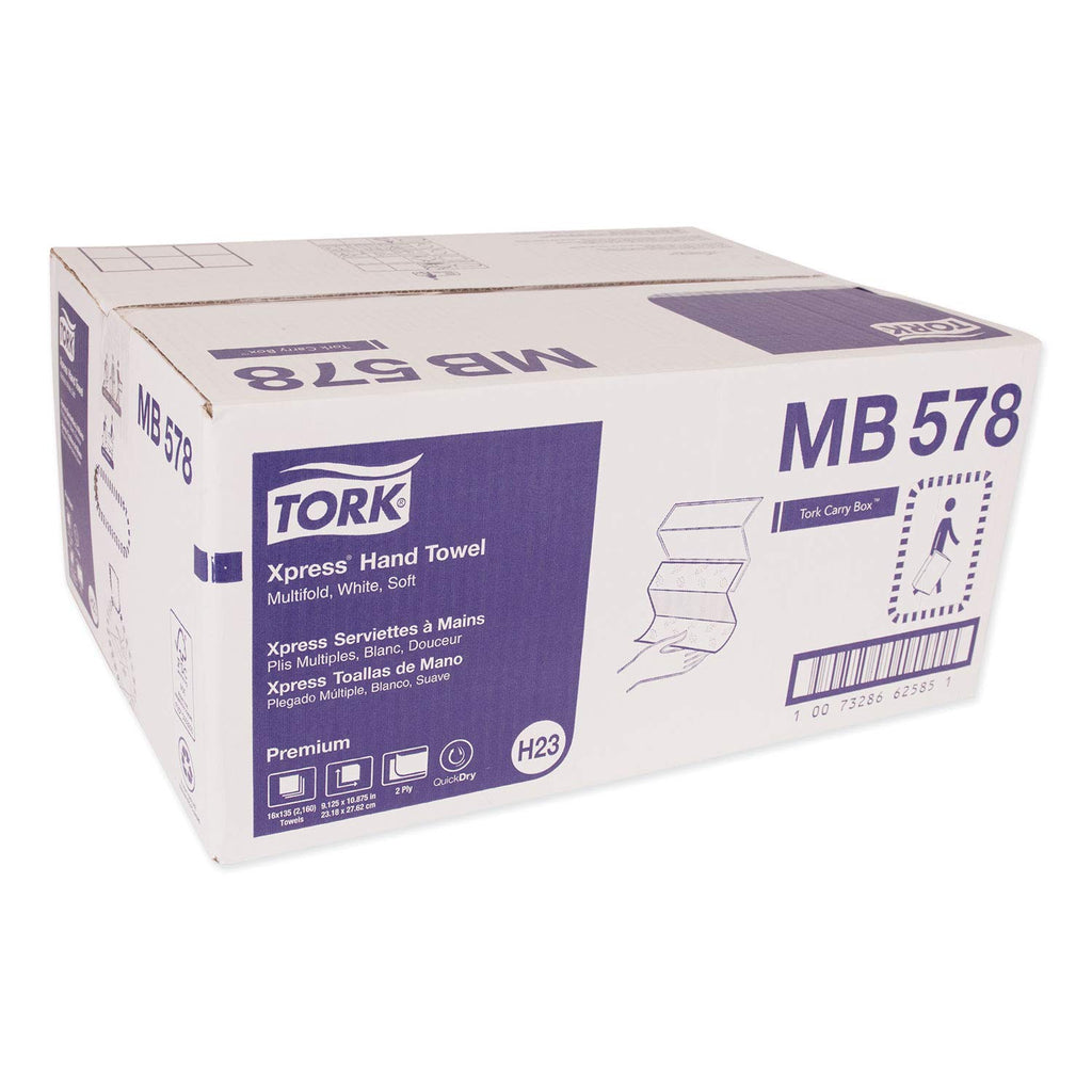 MB578 Xpress Premium Soft Multifold 3-Panel 2-Ply Hand Towel, White, 16 pack