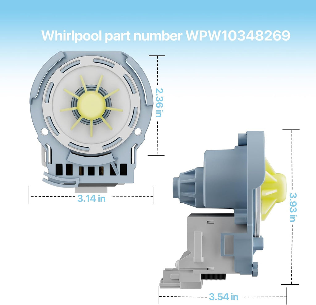 W10348269 for Whirlpool Kenmore Dishwasher Drain Pump W10348269, AP6020066, PS11753379, W10084573, 661662, 8558995, 8565839, W10158351, WPW10348269VP