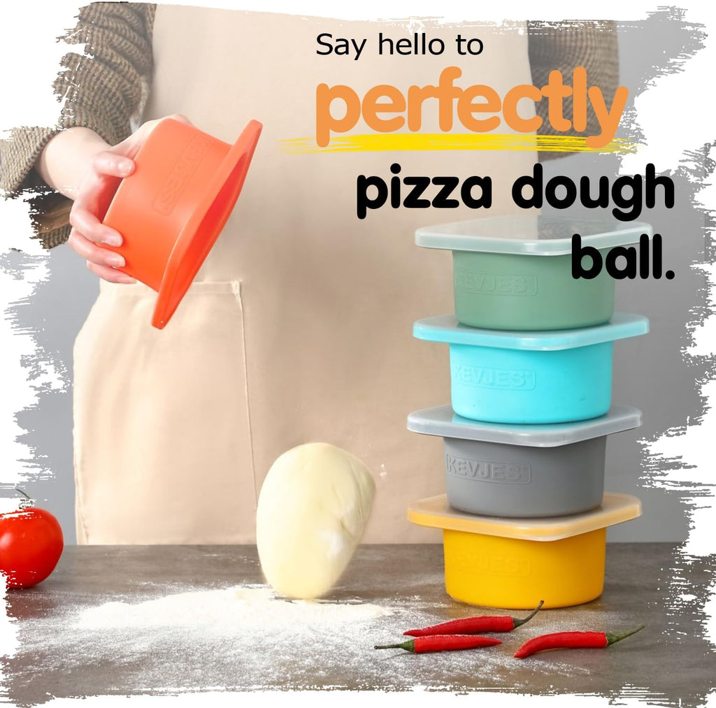 PLUS Large 1000ml Pizza Dough Proofing Boxes for DIY Artisan Pizza, Food Grade Silicone Stackable Containers with