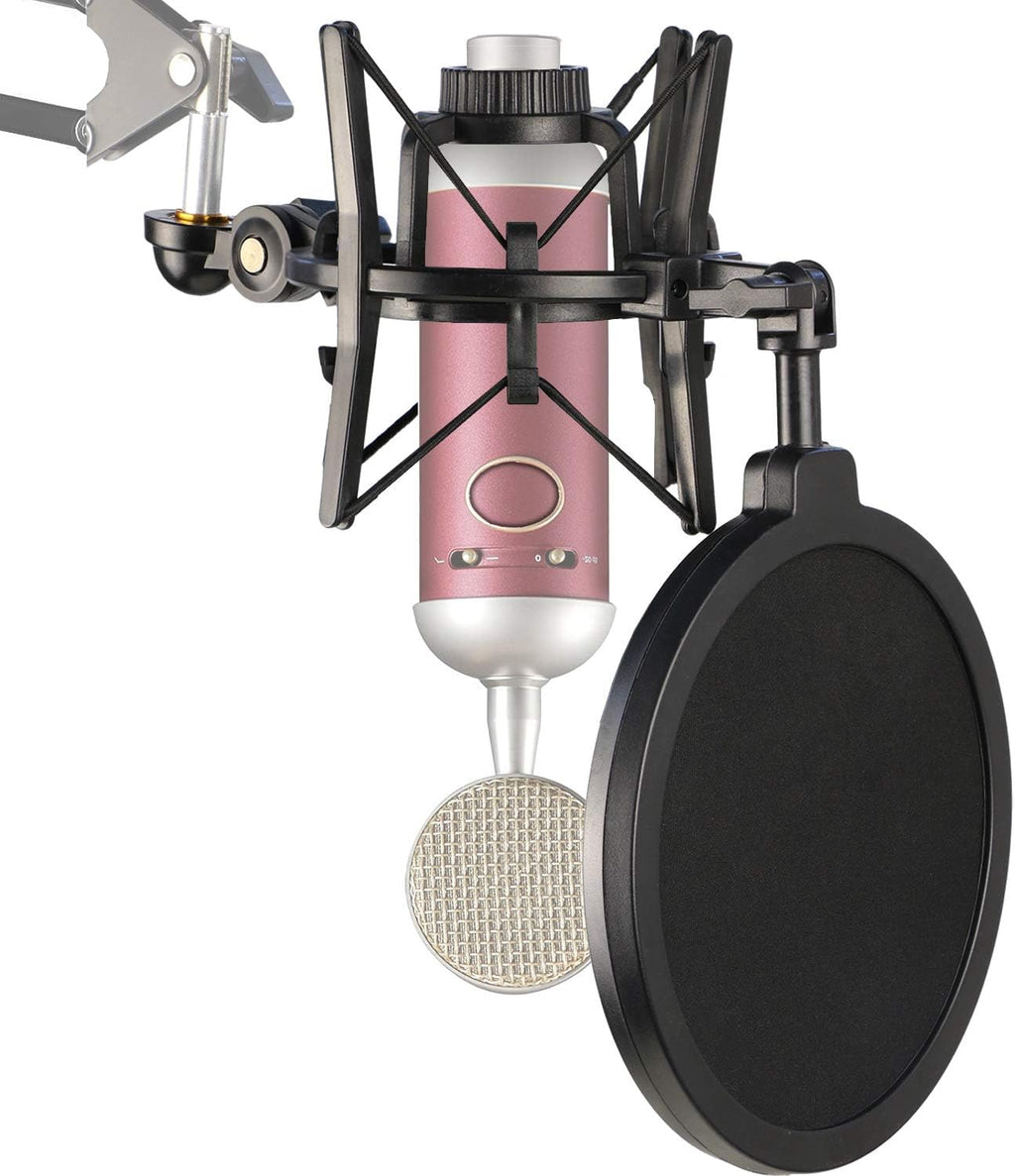Blue Spark Shock Mount with Pop Filter, Windscreen and Shockmount to Reduce Vibration Noise Matching Mic Boom Arm for
