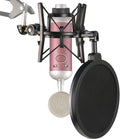 Blue Spark Shock Mount with Pop Filter, Windscreen and Shockmount to Reduce Vibration Noise Matching Mic Boom Arm for