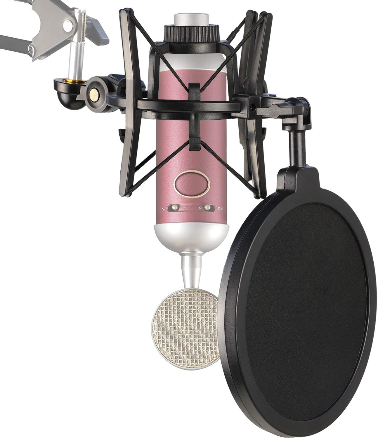 Blue Spark Shock Mount with Pop Filter, Windscreen and Shockmount to Reduce Vibration Noise Matching Mic Boom Arm for