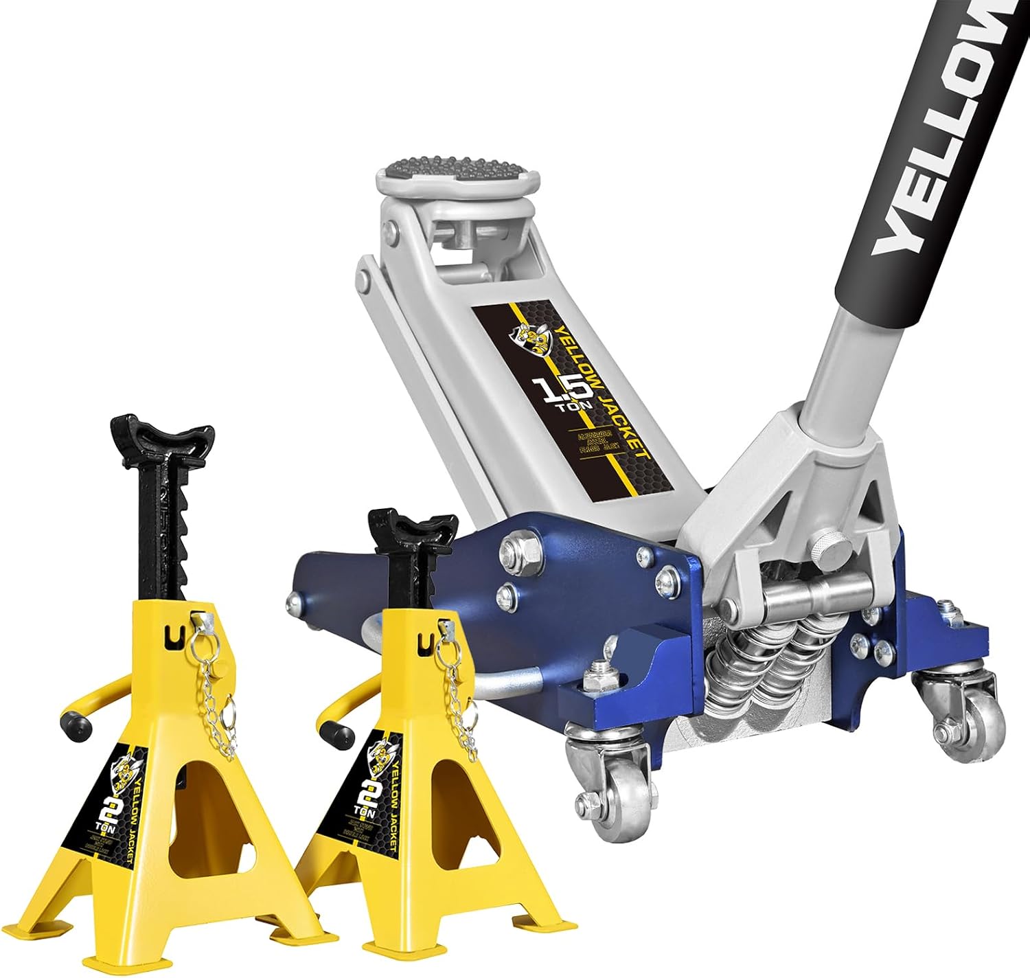 1.5 Ton Floor Jack Aluminum and Steel Lightweight Low Profile Car Jack 2 Ton Jack Stand with Double Locking and Large
