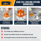 Tile Leveling System Set 1/8 inch - 400 PCS - Professional Floor & Wall Spacer Kit with Reusable Caps & Protection