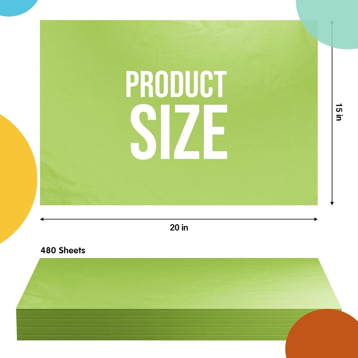 Lime Green Tissue Paper for Gift Bags 15" X 20" 480 Sheets