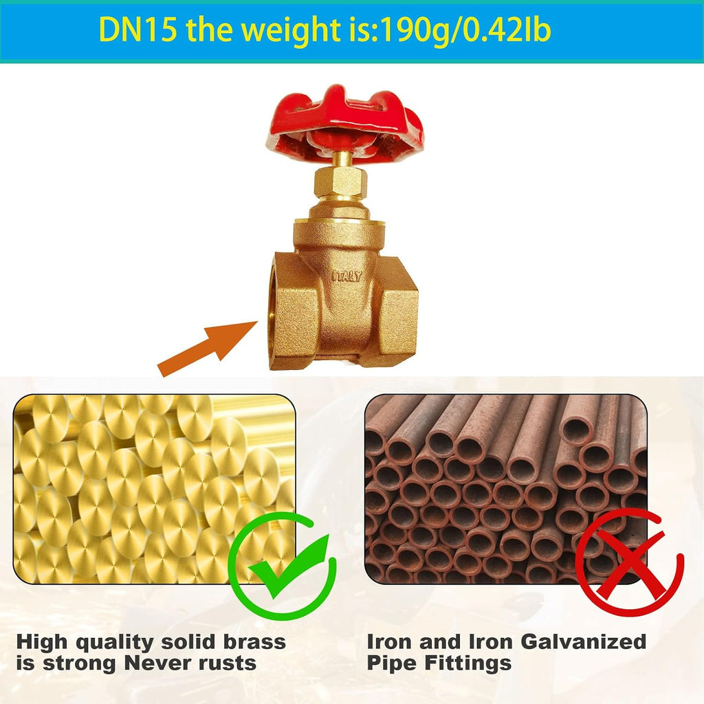 NPT 1/2” Brass Gate Valve DN15