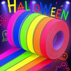 6 Colors Glow Neon Gaffer Cloth Tape, 60 FT X 0.6 IN UV Black Light Tape