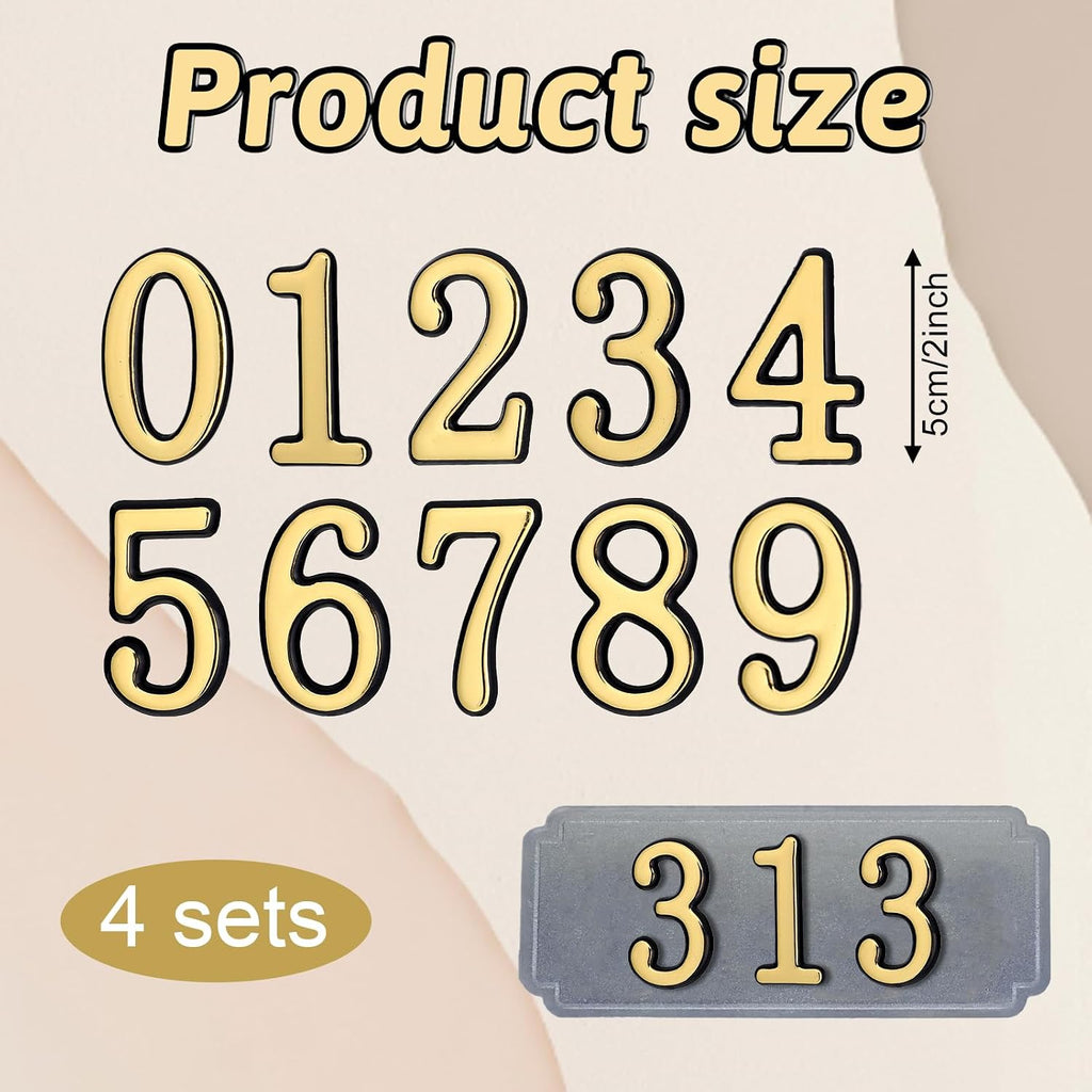 4 Sets Reflective Mailbox Numbers for Outside, House Numbers for Mailbox 3D Self Adhesive Waterproof Mailboxes Number