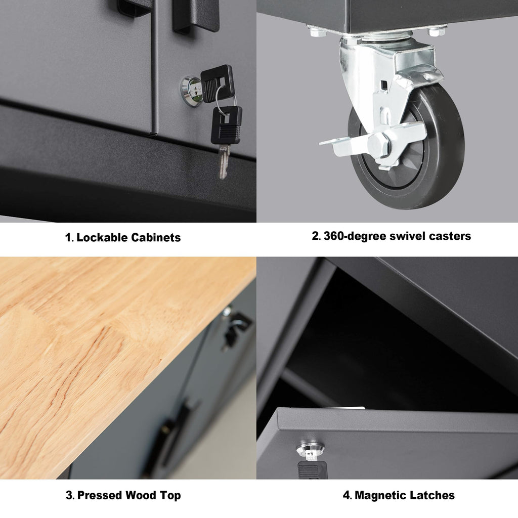 Garage Storage Cabinets System, 9 Piece Workshop Cabinet Set in Black