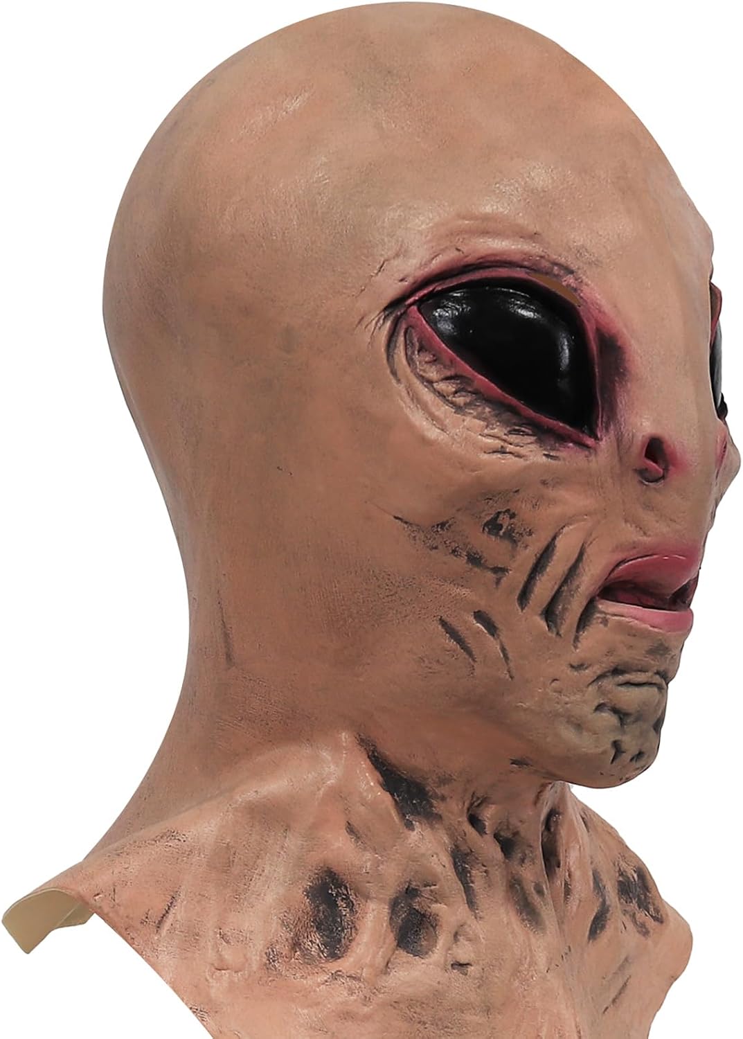 Alien Mask with Neck Scary Alien Head Latex Mask for Halloween Costume Party Prop