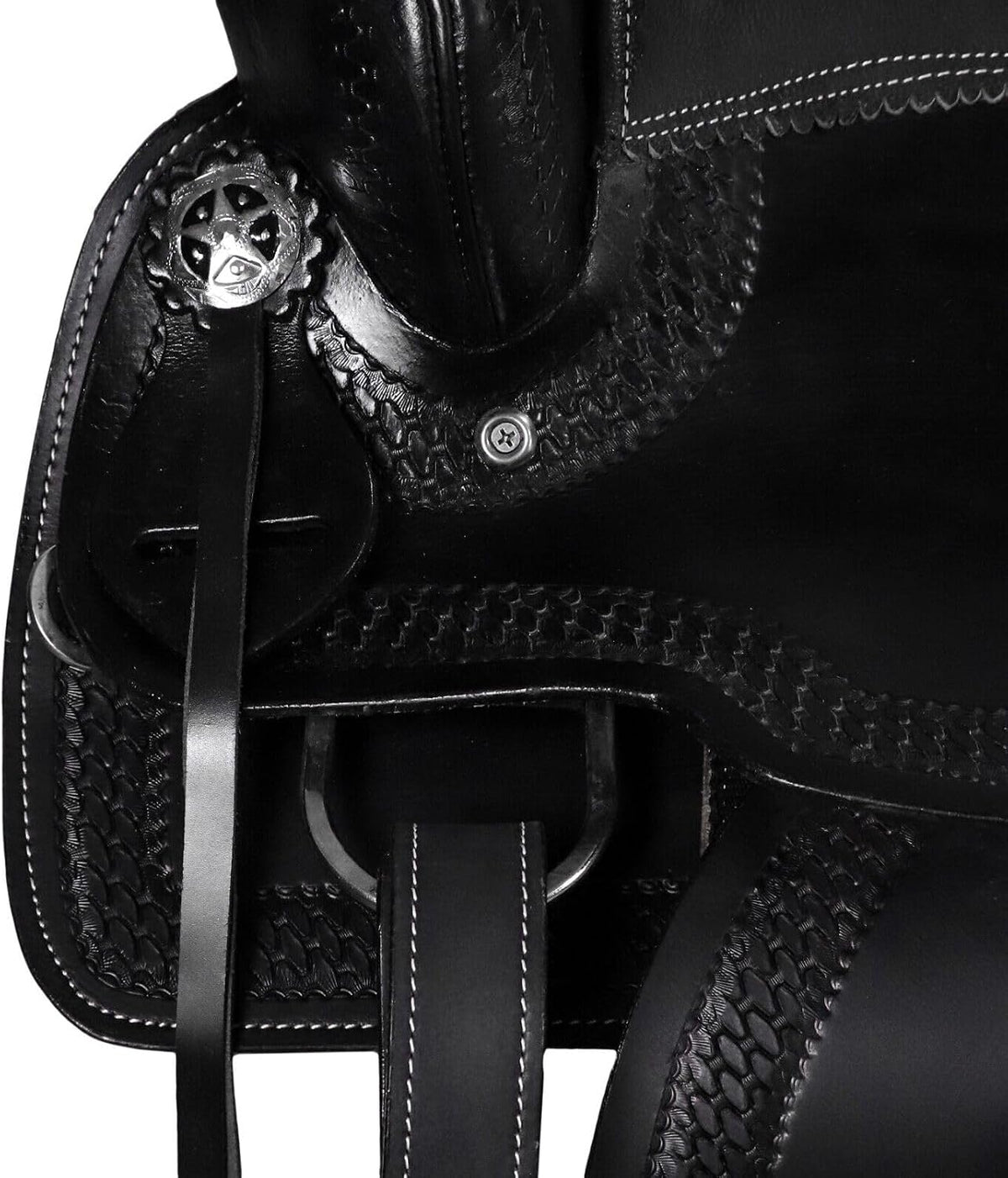 Barrel Brown Western Horse Saddle Set Leather Western Saddle with Headstall Breast Collar Reins Complete Tack Package