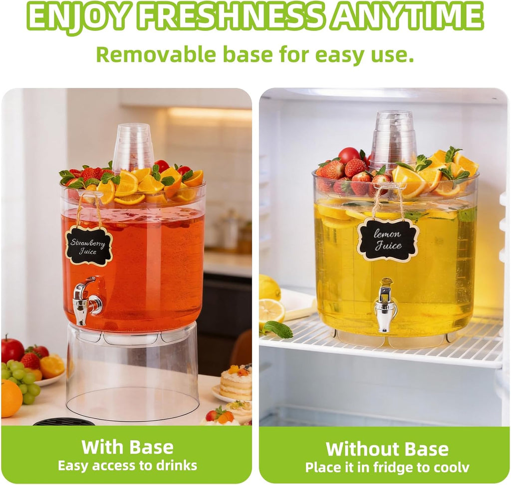 2 Gallon Drink Dispensers for Parties 2 PACK with Stand