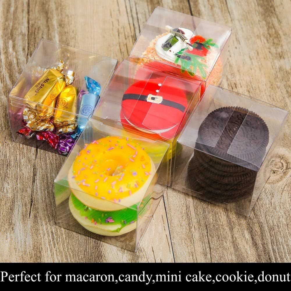 100 Pack Bulk 2x2x2 Inch Clear Gift Boxes Macaron Boxes Small Chocolate Bomb Boxes Birthday Wedding Party Favor Boxes