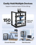 VEVOR 12U Wall Mount Server Rack, 150 lbs Max Load Capacity, Open Frame Network Rack with 180 Degrees Gate Swing, Carbon Steel, for 19-Inch IT Network Equipment & AV Devices Computer Server, Black