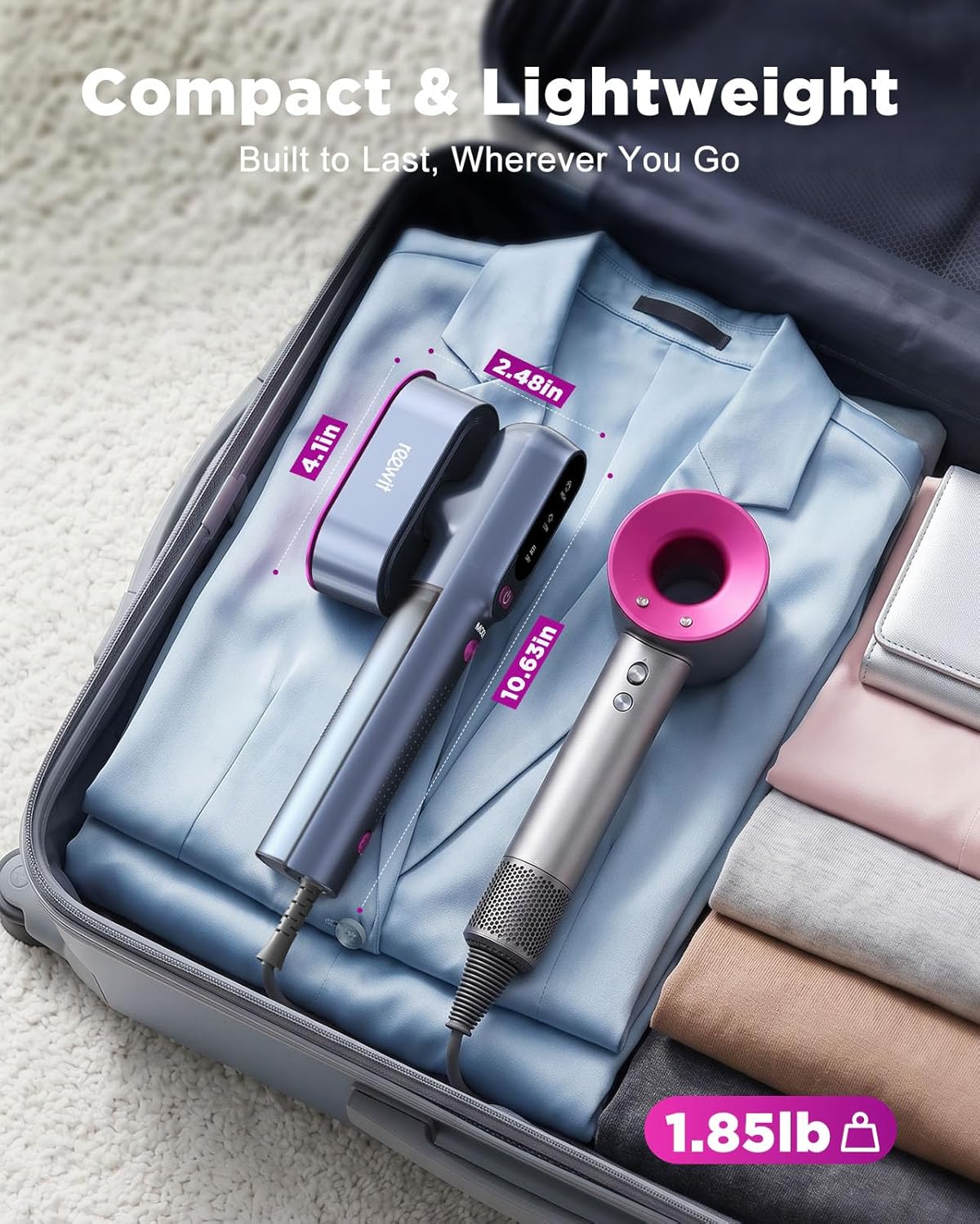 Travel Steamer for Clothes,100-240V Travel Steamer & Iron 2 in 1 with Fast Heat-Up,1200W Portable Handheld Garment