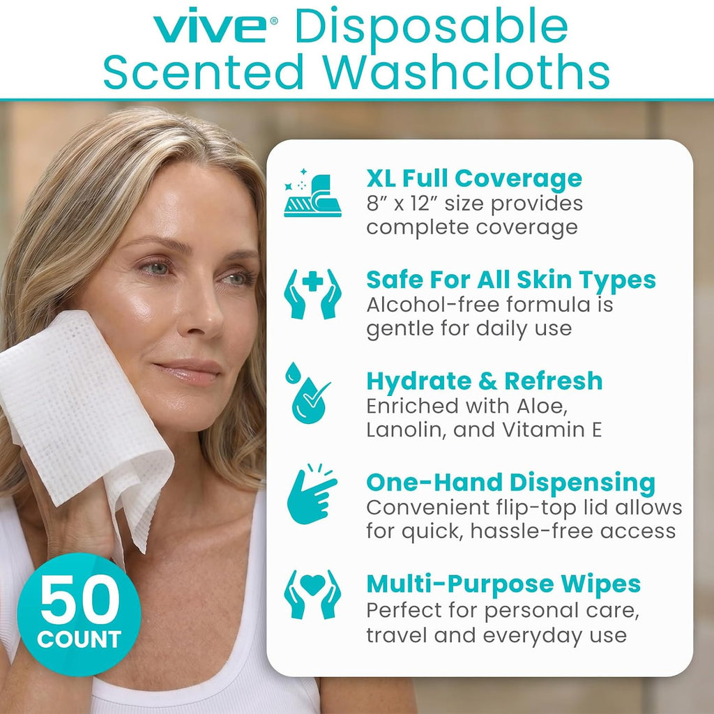 Incontinence Wipes for Adults & Elderly (1 Pack - 50 Count - 8"x12")