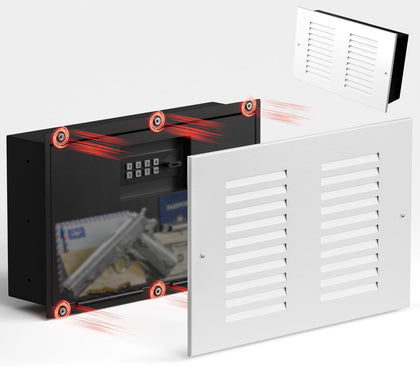 Hidden In Wall Safe with Vent Cover, Electronic Wall Mount Safe with Magnetic Concealment, Small Recessed Hidden Safe
