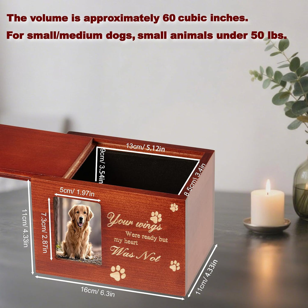 Wood Pet Urns for Dog or Cat Ashes Sets, Pet Cremation Urns