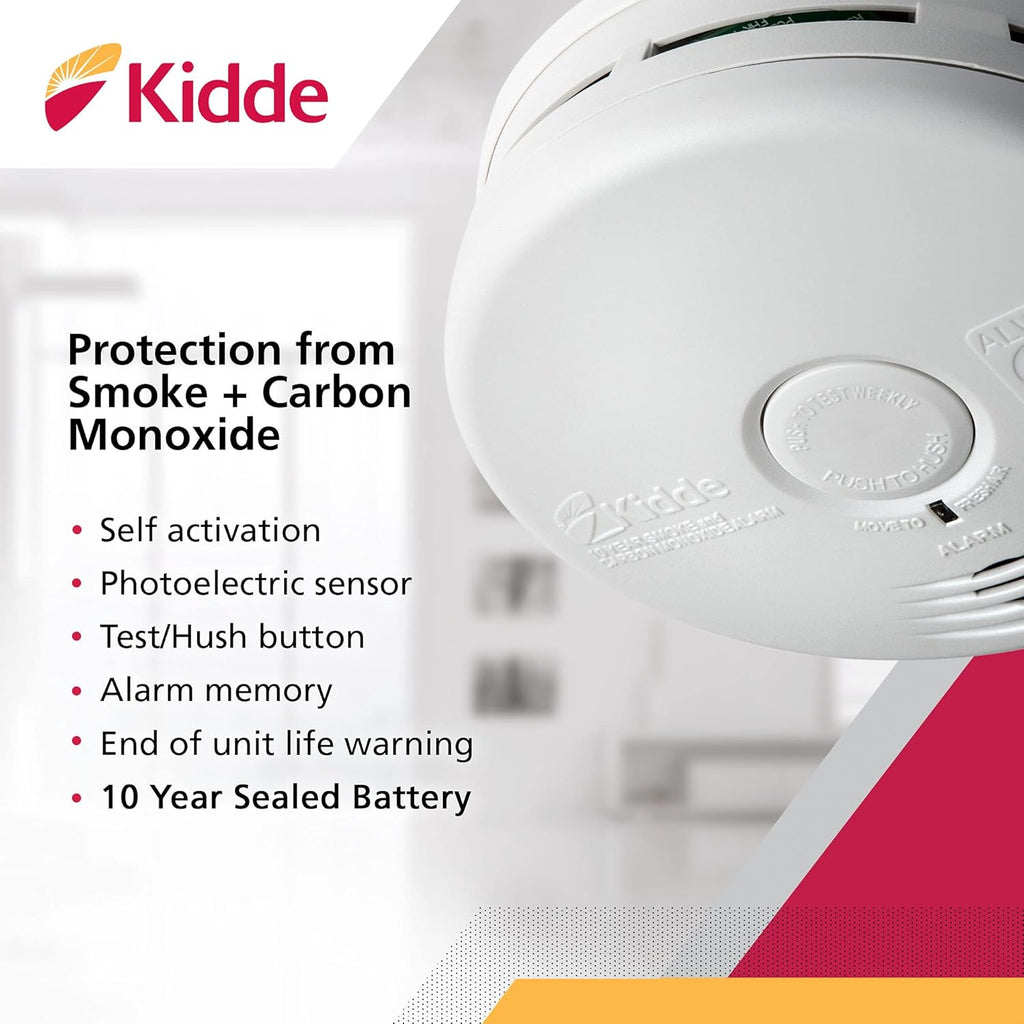 Smoke Detector & Carbon Monoxide Detector Combo with 10-Year Battery,‎White