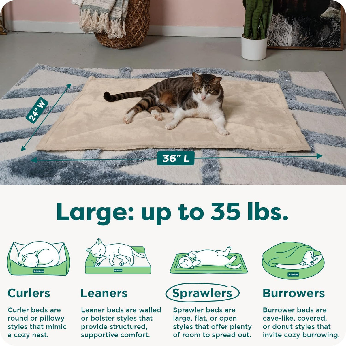 ThermaNAP Self-Warming Cat Bed for Indoor Cats & Large/Medium Dogs, Washable & Reflects Body Heat - Quilted Faux Fur