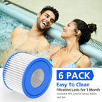 Hot Tub Filter Cartridge Size VI Compatible with Lay-Z-Spa, Coleman SaluSpa 90352E 58323, 6 Pack