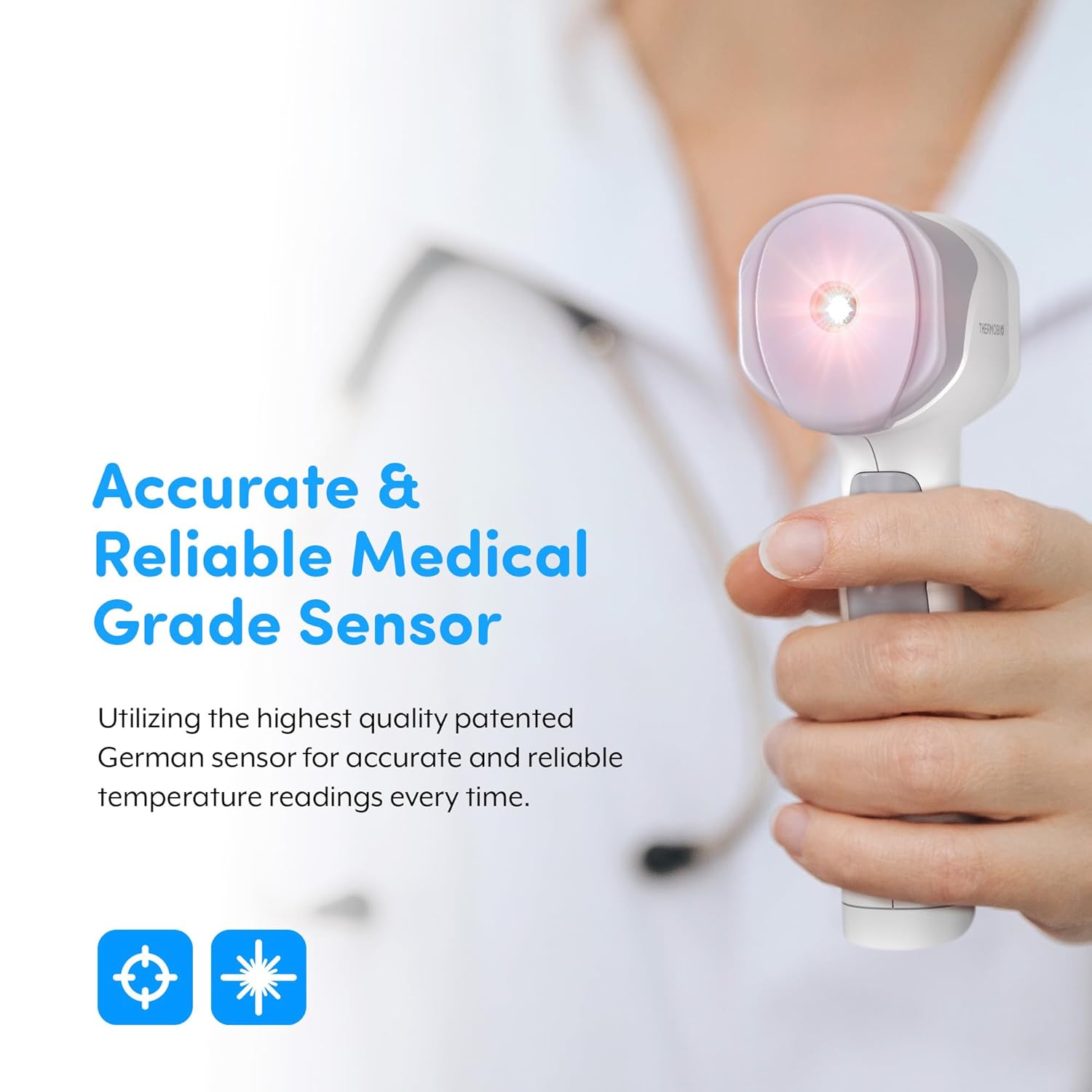 Medical Grade FSA-HSA Eligible Heavy Duty Touchless Infrared Forehead Thermometer