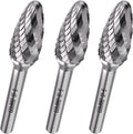 LU&MN SF-5 Tungsten Carbide Burr, 1/2" Head 1/4" Shank, 3 Pcs