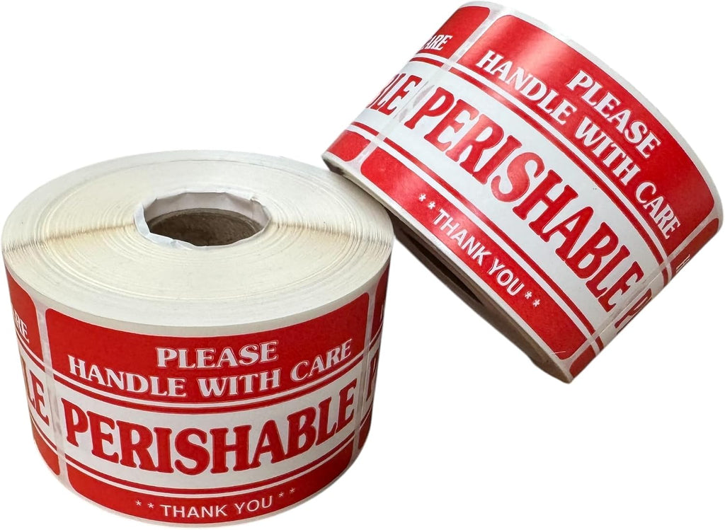 2x3 Perishable Handle with Care Thank You Labels Food Packaging Shipping Adhesive Stickers (1) Roll of 500