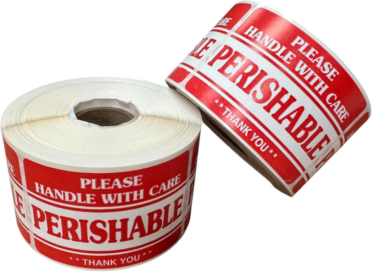 2x3 Perishable Handle with Care Thank You Labels Food Packaging Shipping Adhesive Stickers (1) Roll of 500