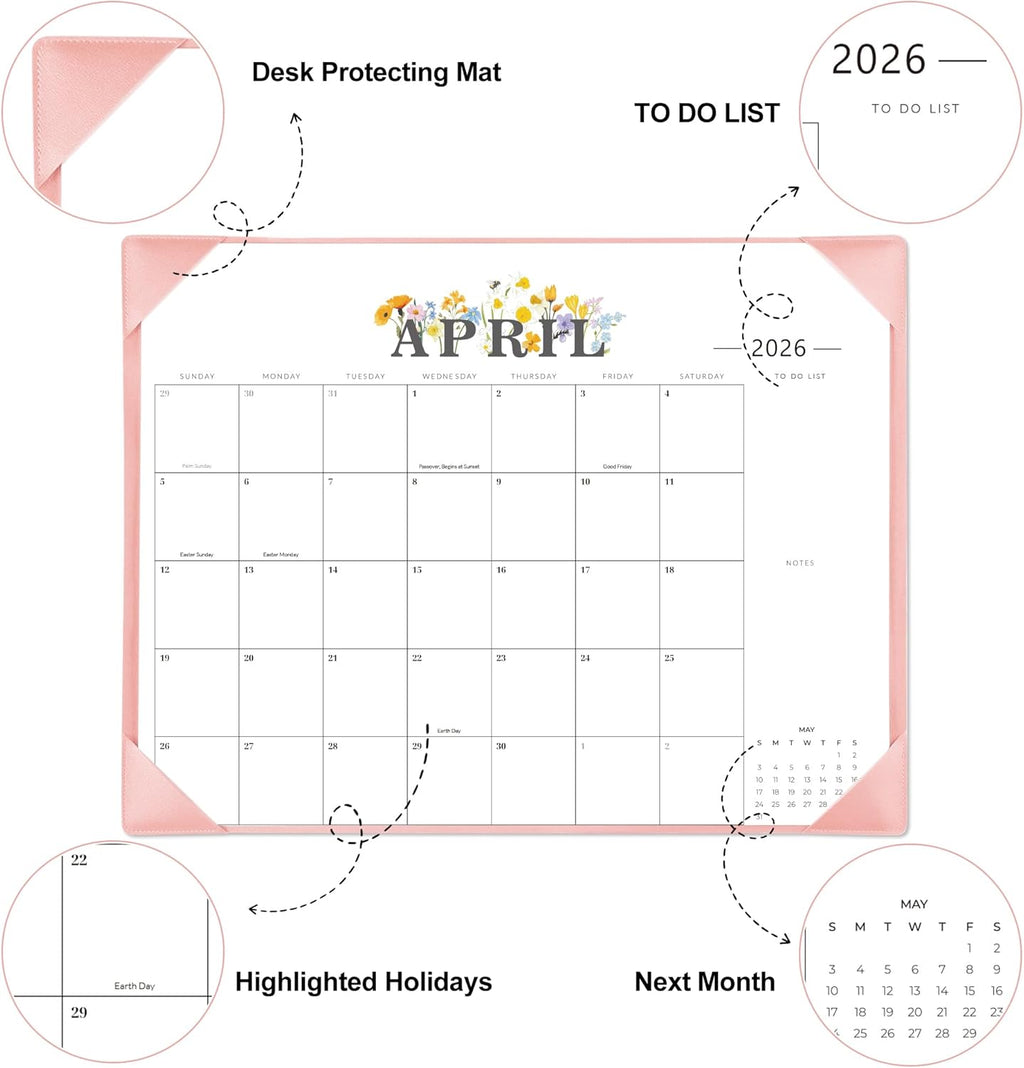 Desk Calendar 2026-2027 - 18 Month Desktop Calendars (Jan 2026–Jun 2027),Large 22x17 Monthly Calendar with Home &