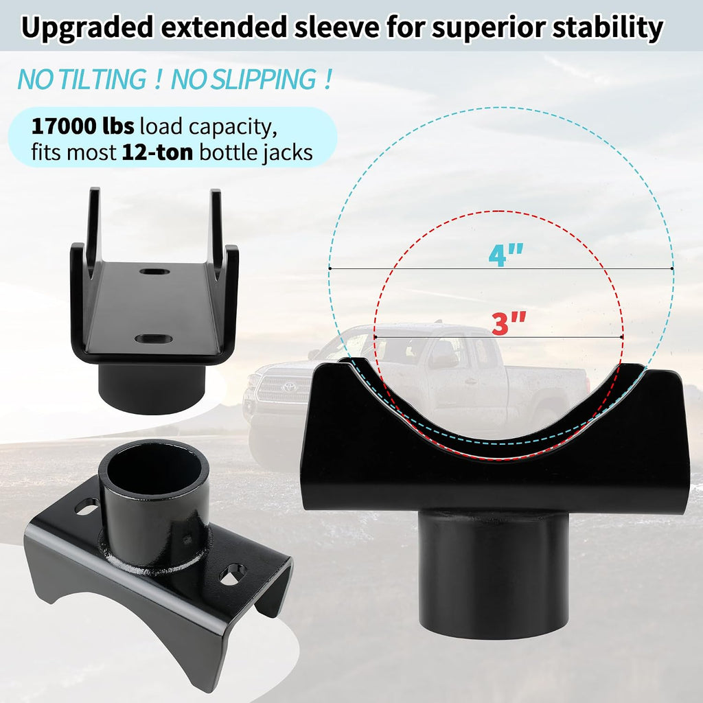 Bottle Jack Axle Adapter for 2-4 in Round and 2 in Square Axles
