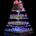 4 Tier Acrylic Cupcake Tower Stand, Clear Square Dessert Treat Display, Cake and Cupcake Stand Set, Candy Bar Party