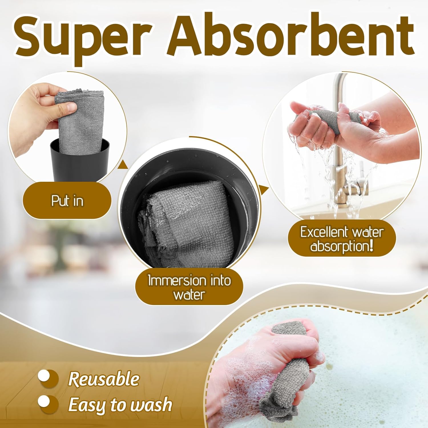 75 Pack Microfiber Cleaning Cloth Roll,Reusable Tear Away Towels,Washable Ultra Absorbent Cleaning Rags for