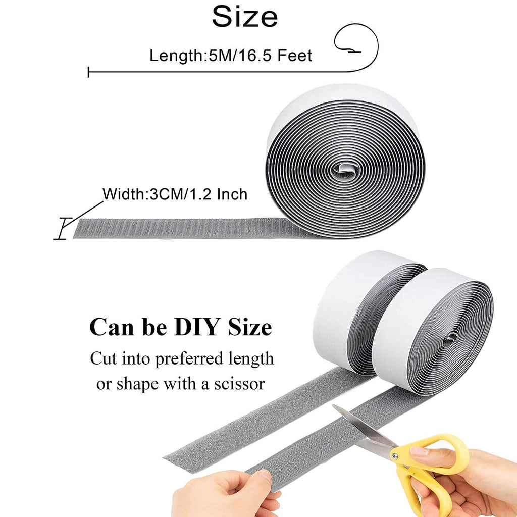 16.5FT Hook and Loop Tape Roll with Double Sided Adhesive