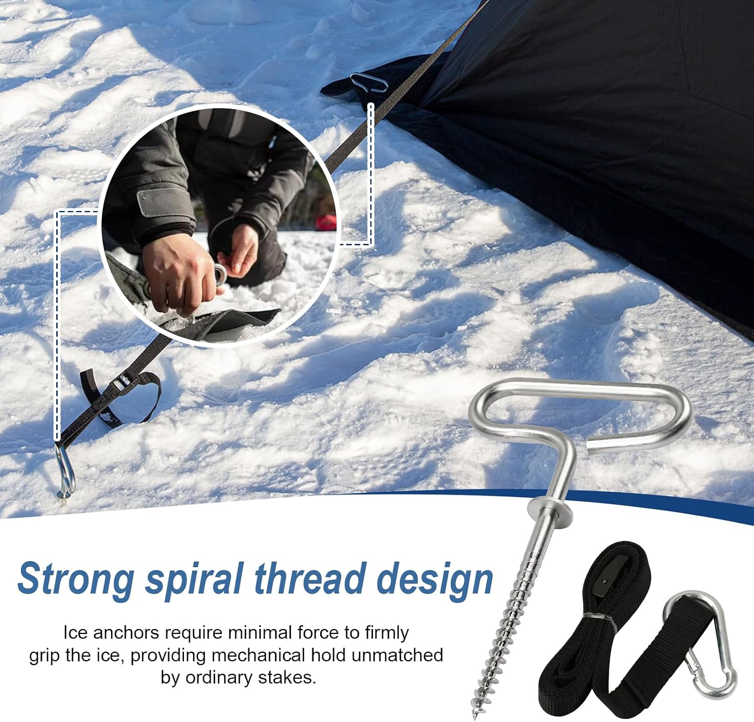 24260 Shelter Tie Down Kit for Eskimo, Ice Fishing Shelter Anchors | Deluxe Ice Fishing Tent Anchors (2 Ice Fishing