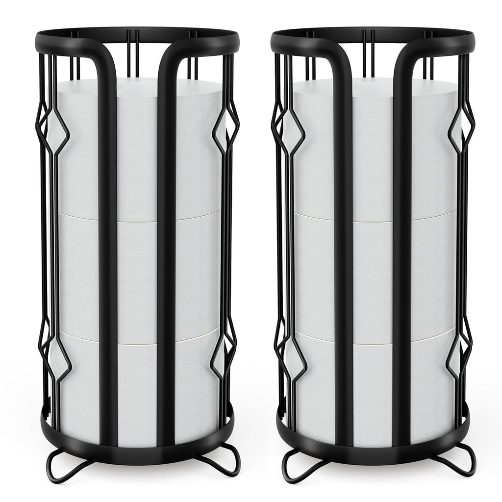 Toilet Paper Holder Stand Frees Standing,2 Pack Black