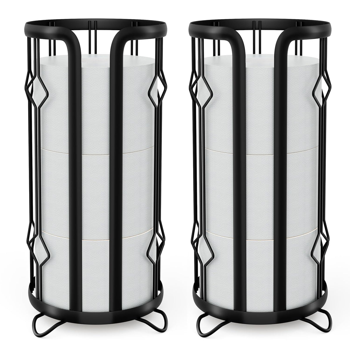 Toilet Paper Holder Stand Frees Standing,2 Pack Black