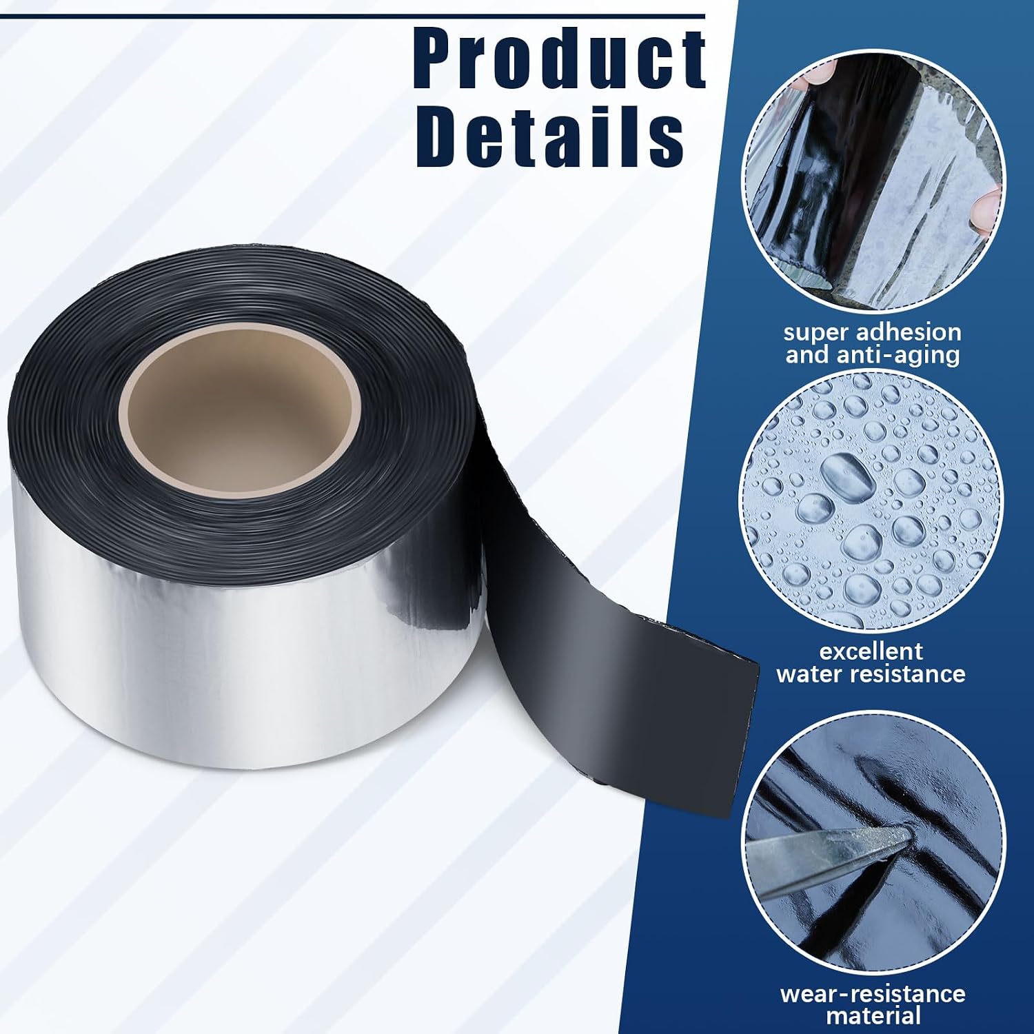 2 Rolls Flashing Tape Waterproof Patch Seal Tape 32 Feet Self Adhesive Asphalt Repair for Window Roof Doors Panels