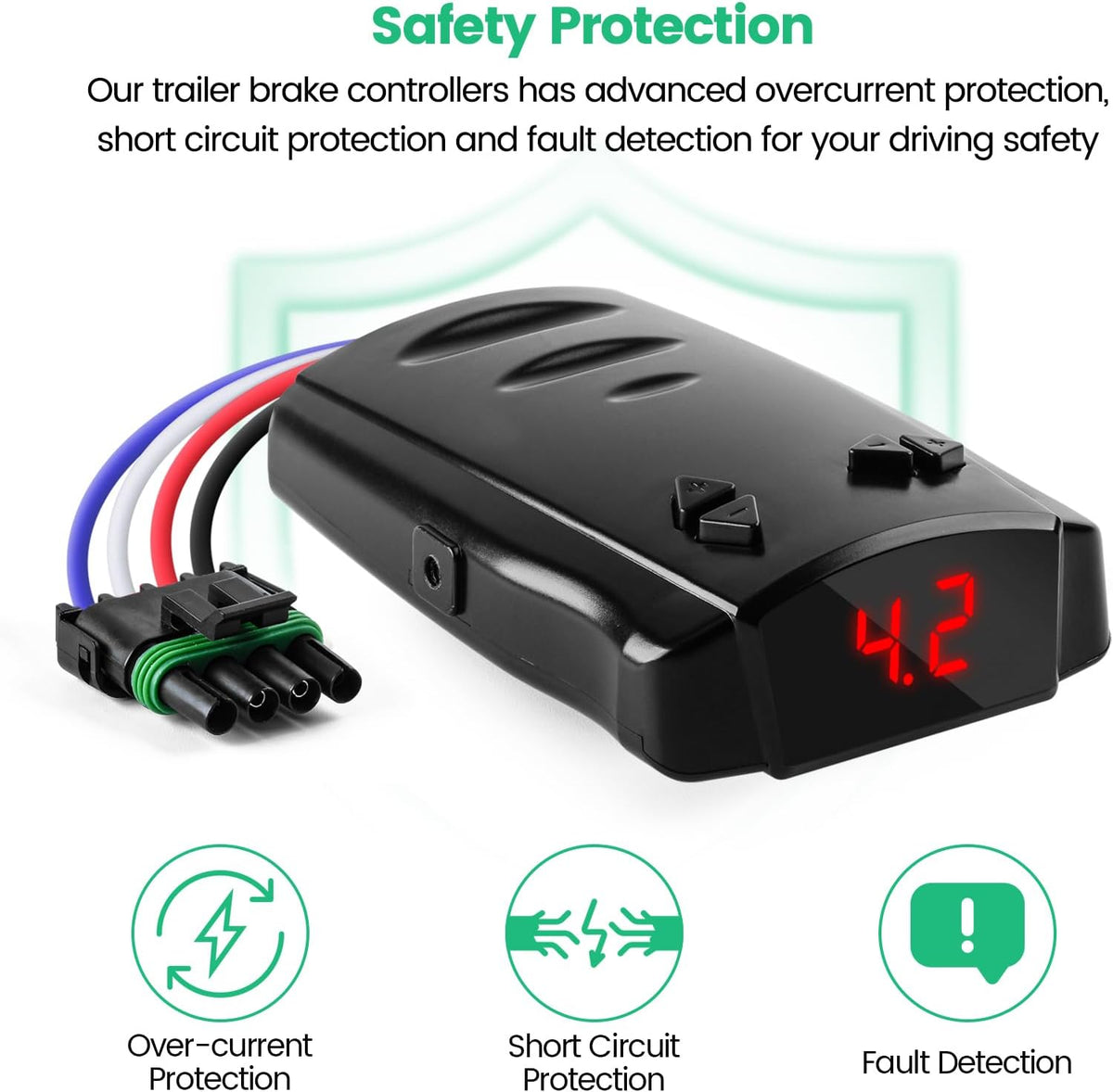 Proportional Trailer Brake Controller, Digital Electric Brake Control for 1-4 Axle Trailers, Smooth Stop Technology