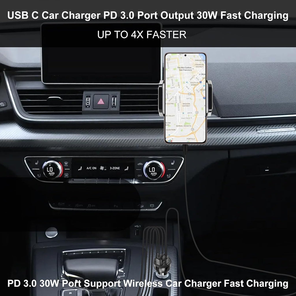 USB C Car Charger Adapter, 5 Ports 75W PD 3.0 Car Phone Charger Fast Charging Compatible with iPhone 16/15/14/13 Pro