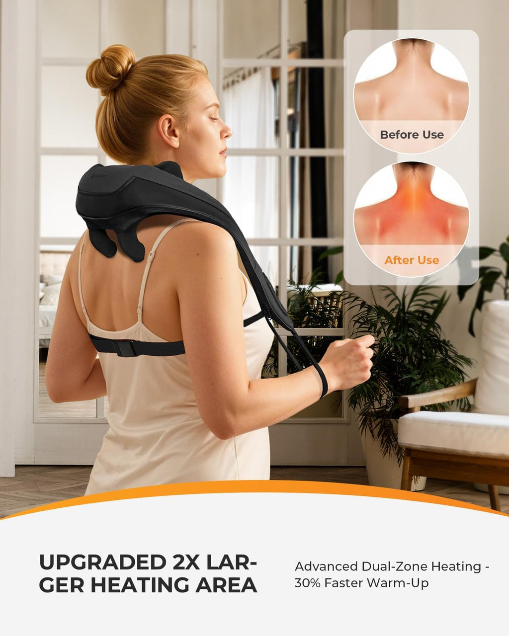 HSA Cordless Neck Massager with Heat, FSA Eligible Hands-Free Wearable Shiatsu Shoulder Massager for Home, Office or