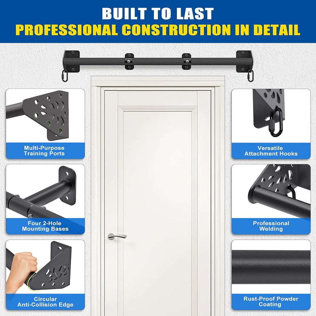 Wall Mounted Pull Up Bar - Heavy Duty 500 LB Capacity Doorway Chin Up Bar for Home Gym, Sturdy Steel Construction