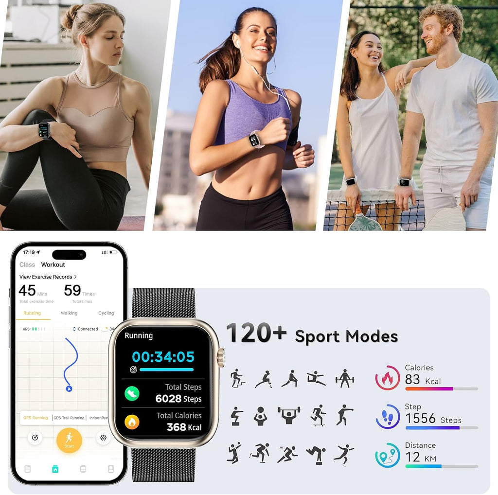 Smart Watches for Men Women(Answer/Make Calls),7 Day Battery Fitness Watch with SpO2/HR/Sleep/BP Monitor,120+ Sports
