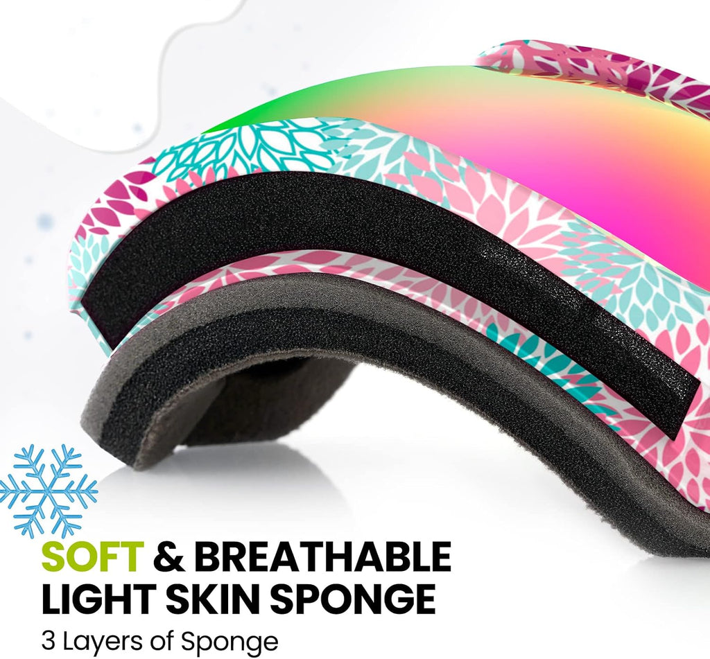 Lollipop Kids Ski Goggles UV Protection Snow Goggles | Anti-Fog Coating, Helmet-Compatible, Adjustable Strap