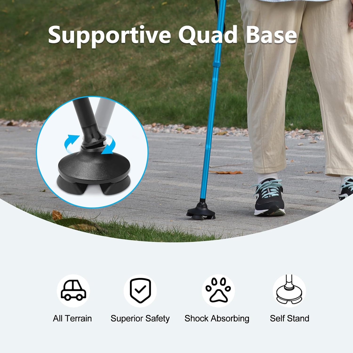 Walking Cane for Men & Women - Folding, Adjustable, Lightweight, Walking Canes for Seniors Balance, Free Standing