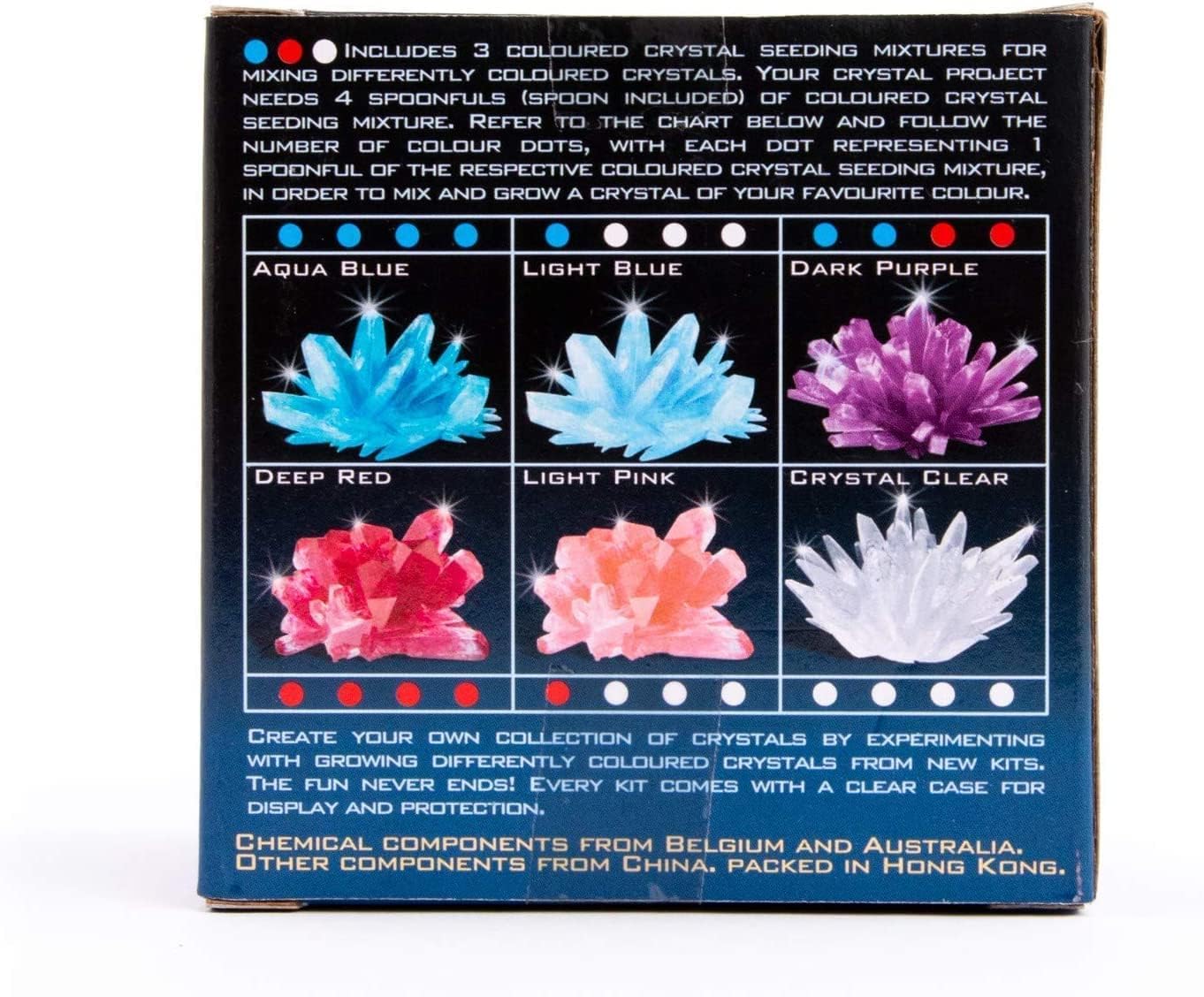 Crystal Growing Science Kit - 3 Colored Crystals - Easy DIY STEM Toys Lab Experiment Specimens, A Great Educational