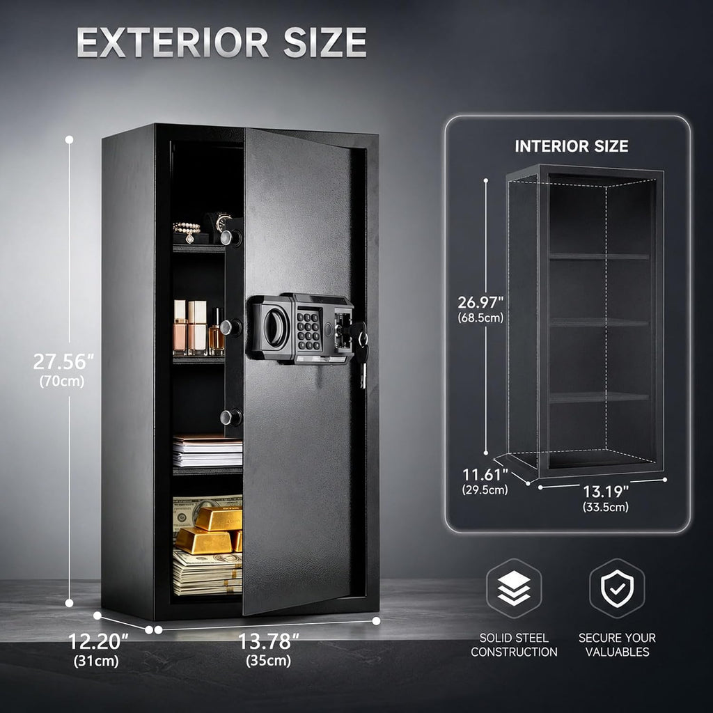 Large Biometric Fireproof Safe, 6.0 Cub Fingerprint Safe for Home Office | Quick Fingerprint Unlock, Anti-Theft