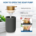 Ceramic Foaming Soap Dispenser, 12 oz Bathroom Foam Hand Soap Dispenser, Refillable Lotion Soap Dispenser with